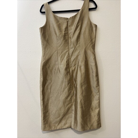 Coldwater Creek Sheath Dress 12 Taffeta Knee Length Sleeveless Zip Lined Gold - Picture 6 of 14